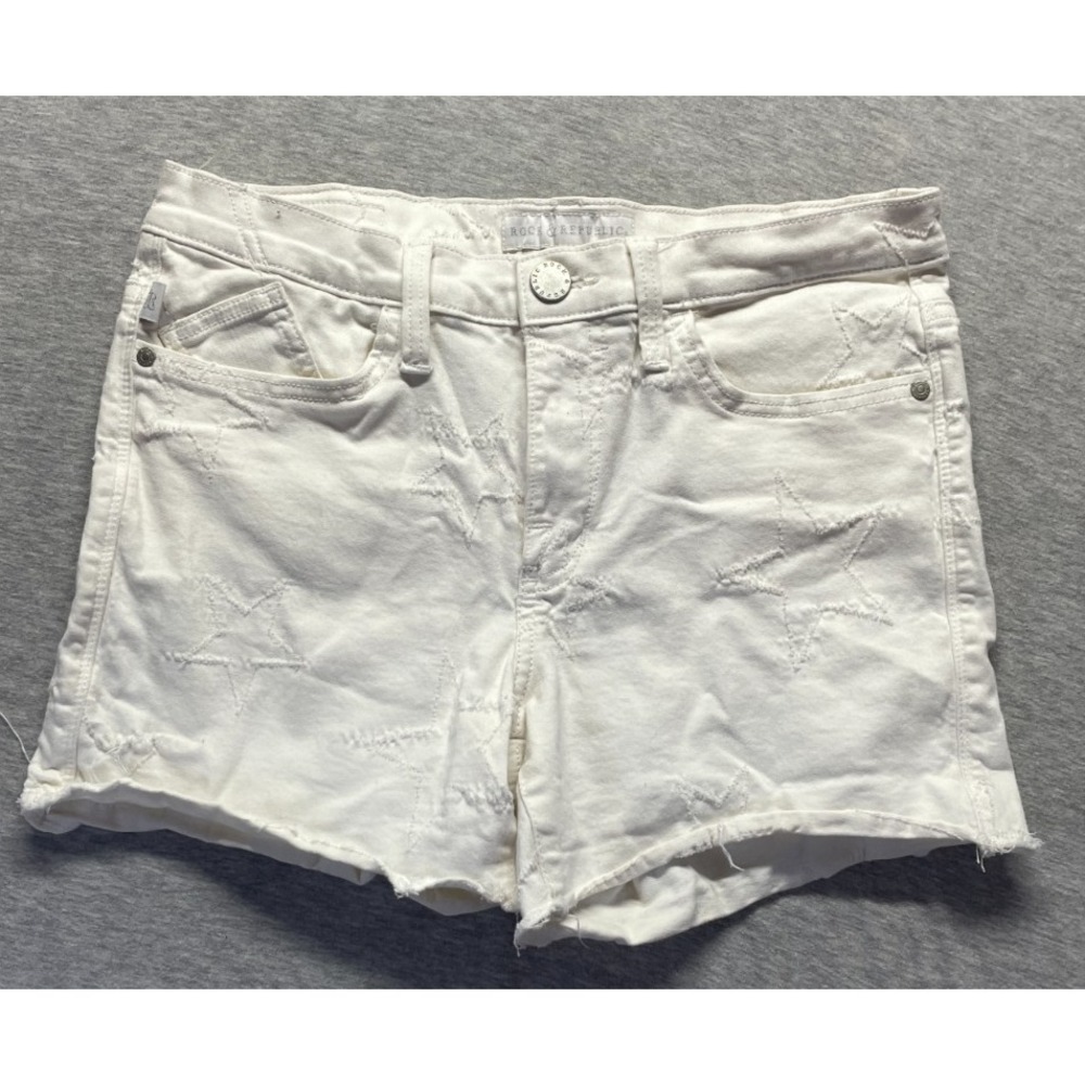 Rock & Republic Hula Star Denim Cut Off Shorts Womens 10 White Cotton Stretch